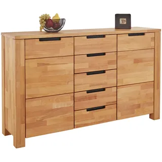 TaBoLe Kommode Sideboard aus Kernbuche massiv geölt mit Zwei Türen und fünf Schubladen