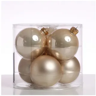 MARELIDA Weihnachtsbaumkugel Christbaumkugeln Weihnachtskugeln Glas 8cm glänzend matt creme 6 Stück (6 St) beige