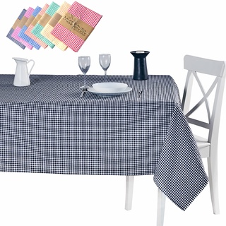 Miss Savon Tiscdecke - Kariert Tischtuch Schwarz-Weiß Tischdecken für Esstich Picknick Party Rechteckig Decke XXL aus Baumwolle für Wohnzimmer Küche (170 x 170 cm, Schwarz)