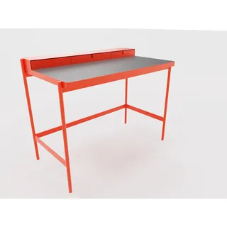 PS 20 Sekretär/Schminktisch Verkehrsorange (RAL 2009) Linoleum Grau