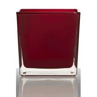 INNA-Glas Glas Übertopf Kim, Würfel - Viereckig, rot, 14x14x14cm