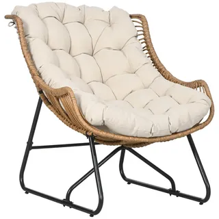 Outsunny Gartensessel, Braun, Kunststoff, 75x90x101 cm, Loungemöbel, Loungesessel