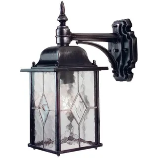 Elstead Lighting Außenwandleuchte Glas/Metall 15,9x37,0x28,6 cm 1xE27/100W schwarz/silber