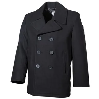 MFH Kurzmantel US Pea Coat, mit blauen Knöpfen Knöpfen mit Ankersymbol schwarz XS