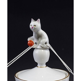 Porzellan Tropfenfänger Katze mit Ball