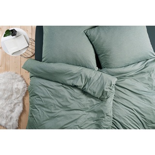 ESTELLA Mako Interlock Jersey Bettwäsche Uni Takoma Mint, 1 Bettbezug 155 x 220 cm + 1 Kissenbezug 80 x 80 cm