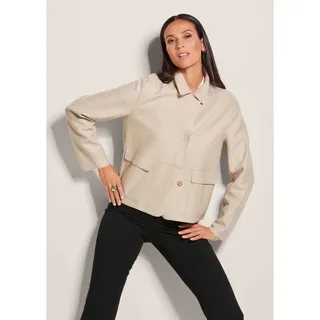 MADELEINE Wollblazer mit Klappkragen und Pattentaschen in kiesel | Gr.: 34