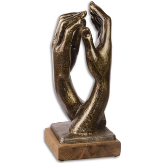 Casa Padrino Designer Gusseisen Skulptur Hände Antik Gold / Schwarz / Naturfarben 17,4 x 18,4 x H. 39,9 cm - Luxus Deko Objekt