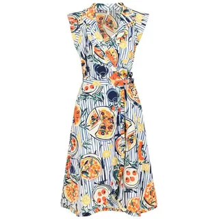 Blutsgeschwister Hemdblusenkleid - Midi Sommerkleid Blutsgeschwister - Wickelkleid mit Reverskragen - B blau XL