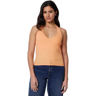 Amazon Essentials Damen Geripptes Halter-Neckholder-Top aus Baumwolle, Korallenorange, S