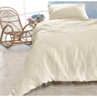 Wohnen und Accessoires GmbH & Co. KG Bettwäsche Leinen Bettwäsche-Set Sintra 100% Leinen - hergestellt in Portugal, 2 teilig, 100% Leinen beige