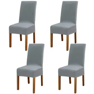 LuxusKollektion Stuhlhusse Stuhlhussen Stuhlbezug Waschbar Elastisch Hochzeit Silber Grau 4 Stück