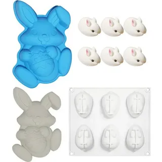 LuxusKollektion Backform Kuchenform Hase Silikon 2 Stück Blau Weiß