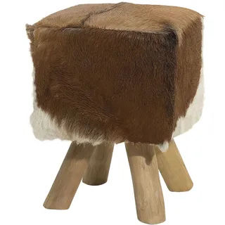 Beliani Hocker Dalton Leder 31 x 45 x 31 cm Weiß
