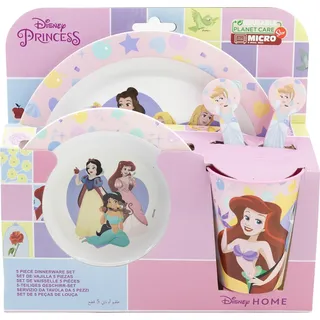 Stor, Kindergeschirr + Kinderbesteck, Disney Princess - Geschirr-Set 5-teilig