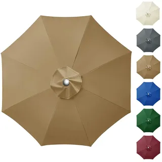 NAKIHOUSE Sonnenschirm Ersatzbezug 3m 8 Streben Terrassenschirm Bespannung Stoffbezug, Gartenschirm Ersatz-Überdachung, Sonnenschirm Bezug Für Hof, Garten, Strand, Pool, Khaki