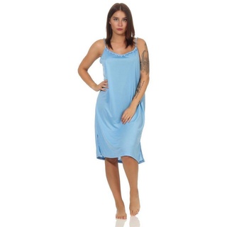 EloModa Nachthemd Damen Sleepshirt Nachthemd Nachtwäsche Sommer ohne Ärmel; (1-tlg) blau L