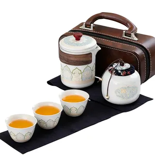Japanisches Teeservice Set Porzellan Chinesisches Keramik Teekannen Teeset mit Kanne und Tassen Reisetasche, Schönes Asiatische Teekanne Set für Teeliebhaber Haushalt, Büro, Sammlung, Urlaub Geschenke