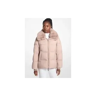 MK Abgesteppte Daunenjacke mit Kunstpelzkragen - Goldton - Michael Kors - S