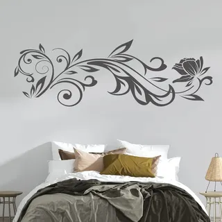 tjapalo® vr8 Schlafzimmer Wandtattoo Blumenranken Dekoration Wandaufkleber Ranke Wandtattoo Wohnzimmer pflanzen Wandtattoo pflanzen, Farbe: Weiß, Größe: B90xH36cm