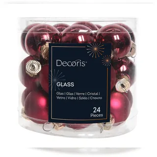 Christmas Decorations 24 Weihnachtskugeln 25mm Glas mini 3cm Spiegelbeeren Anhänger bordeaux weinrot