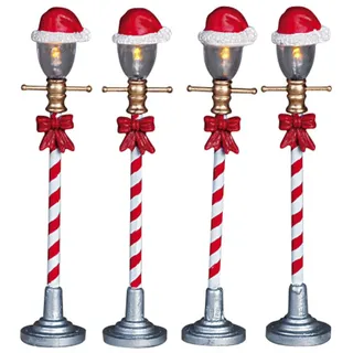 Lemax Santa Hat Street Lamp Set von 4 mit Beleuchtung