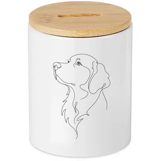 Hund Golden Retriever Spardose Bambus, minimalistisch, Sparschwein für Hundeliebhaber, Geldgeschenk zur Wunscherfüller Geburtstag, personalisierbar
