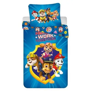 PAW PATROL Bettwäsche - Set – 1x Deckenbezug 140x200 & 1x Kissenbezug 65x65 cm für Kinder, Baumwolle, 2 teilig, Freundliche Design, Weiche Haptik blau
