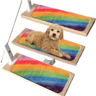 JLCP Stufenmatten Selbstklebend rutschfest Teppich Treppenstufen Weiches Kaschmirimitat Regenbogen-Treppenteppiche Für Kinder, Älteste Und Haustiere,70X22cm/27,5" X8,6,1,5PCS