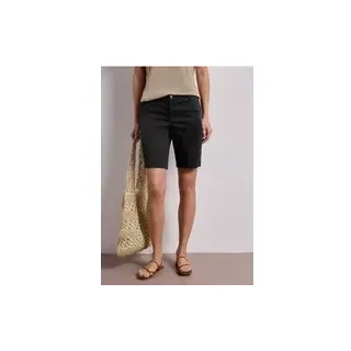 Street One Mid Waist Bermuda in Satin-Optik - Schwarz