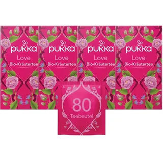 Pukka | Bio-Kräutertee „Love“ | Kamille, Lavendel und Rose | für liebevolle Momente | 4er Pack | 80 Teebeutel