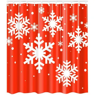 Qelus Duschvorhang Weihnachten Gedruckt Duschvorhang 180x180cm für Badezimmer, Badewanne