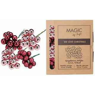 MAGIC by Inge Weihnachtsbaumkugel, Weihnachtskugeln am Draht 2,5cm Glas 144 Stück - Berry Kiss rosa