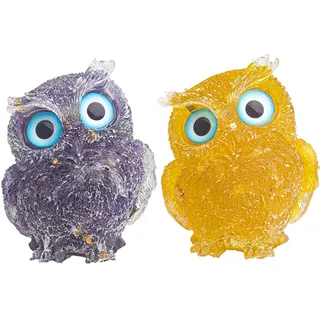 Bürodekoration / Ornament Aus Naturkristall-epoxidharz (citrin + Amethyst) – Zwei Eulen, Geschenk Oder Büroaccessoire