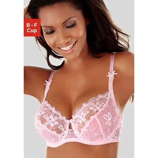 Bügel-BH LASCANA Gr. 85, Cup F, rosa (rosé, creme) Damen BHs BH Bügel-BH Dirndl-BH Hochzeitsdessous Hochzeitswäsche Spitzen-BH Spitzenwäsche Trachtenwäsche mit transparenter Stickerei-Spitze, Dessous