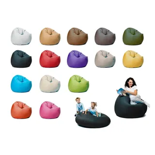 sunnypillow XXXL Sitzsack mit Styropor Füllung 145 cm Durchmesser 2-in-1 Funktionen zum Sitzen und Liegen Outdoor & Indoor für Kinder & Erwachsen... - Schwarz