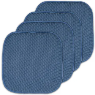 Sweet Home Collection 4 Stück Memory Foam Stuhl-/Sitzkissen, rutschfeste Rückenlehne, 40,6 x 40,6 cm, Blau