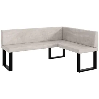 MEBLINI Eckbank für Esszimmer - Küchenbank - Essecke - Sitzecke Küche - Toni - U-Beine 128x168x87cm Rechts - Beige Samt