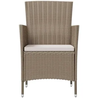 vidaXL Polyrattan Gartenstühle 61 x 60 x 88 cm beige 2 St. inkl. Kissen