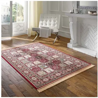 TaraCarpet Teppich Palazzo Royal Vintage Felder Moud, rechteckig, Höhe: 6 mm, Felder Seiden Optik rot Wohnzimmer Schlafzimmer Esszimmer 135x195 rot 135 cm x 195 cm x 6 mm