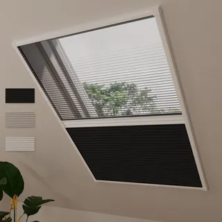 DTCH® Dachfenster Plissee mit Insektenschutz, schwarz, 80 x 120 cm