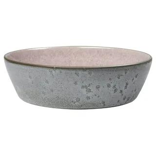BITZ Suppenschale, Suppenschüssel aus Steingut, 18 cm im Durchmesser, grau/hellrot
