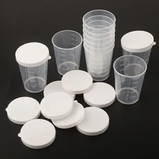 GLOBALHUT Mess Free Kitchen Medizin-Messbecher mit weißem Deckel, 50 ml, transparent, 10 Stück, OB2JPGH11485756VETSHW232