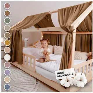 lilimaus Betthimmel Hausbett Himmel 2er-Set aus 100% Musselin - für Kinderbett (1-tlg), Set mit 2 abgestimmten Stoffbahnen - weich & schnell montiert braun 67 cm x 320 cm