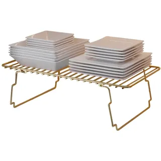 Hanah Home Modernes Wandregal aus Metall, 15 x 19 x 42 cm, Gold & Braun | 100% Metall, Tragkraft 2 kg | Einzigartiges Design für stilvolle Wohnaccessoires