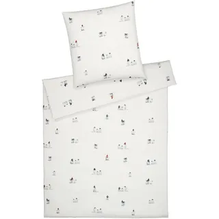 ELEGANTE Pinguin Party Flanell Weiß 135 x 200 cm + 80 x 80 cm
