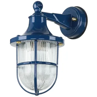 Licht-Erlebnisse Außenleuchte Messing Glas B:14 cm E27 IP64 blau