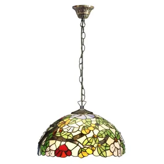 Casa Padrino Luxus Tiffany Hängeleuchte Mehrfarbig Ø 40 x H. 87 cm - Art Deco Tiffany Hängelampe - Wohnzimmer Hängeleuchte - Deko Hängeleuchte - Luxus Tiffany Leuchten - Art Deco Leuchten