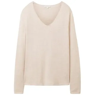 Tom Tailor Basic Pullover Mit V-ausschnitt Desert Sand Melange L
