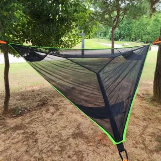 Große dreieckige Lufthängematte für Camping-Baum, tragbare Mehrpersonen-Hängematte, 3-Personen-Design für Reisen, Hinterhof, Outdoor, Garten, Camping